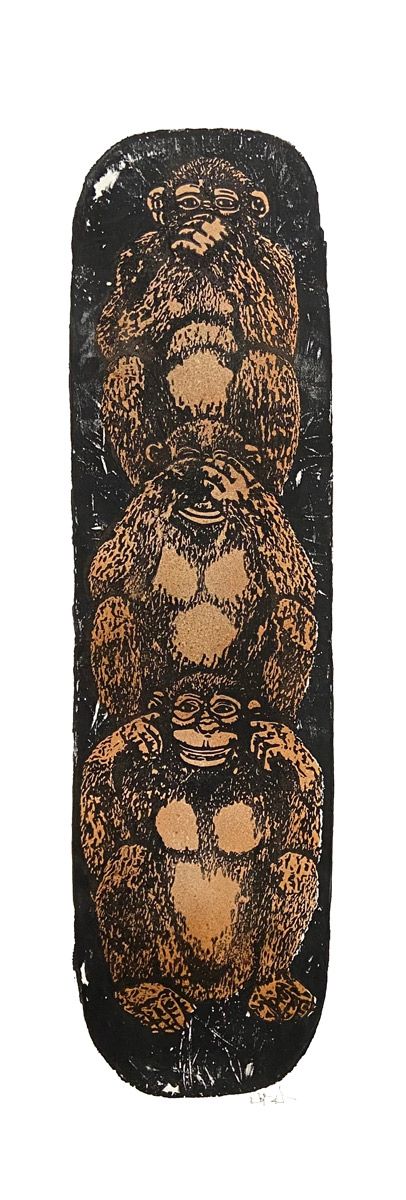 Editions d'art de OSRU a pour titre SKATE/WISE MONKEY MARRON ET NOIR style figuratif dim : OSRUprix:70