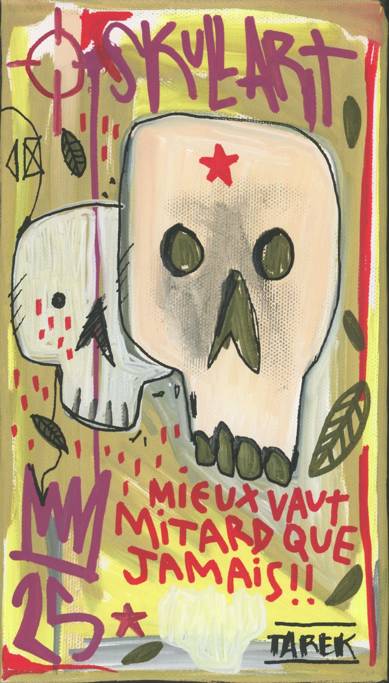 Tableau de TAREK a pour titre Skull Art style street pop art, graphique dim : TAREKprix:140