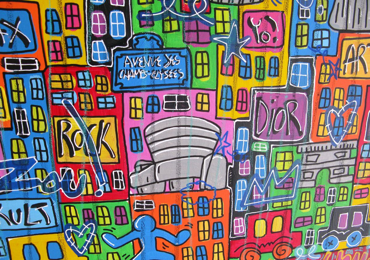 Tableau de RICO SAB a pour titre So Cute All Over The World style street pop art, street art dim : RICO SABprix:950