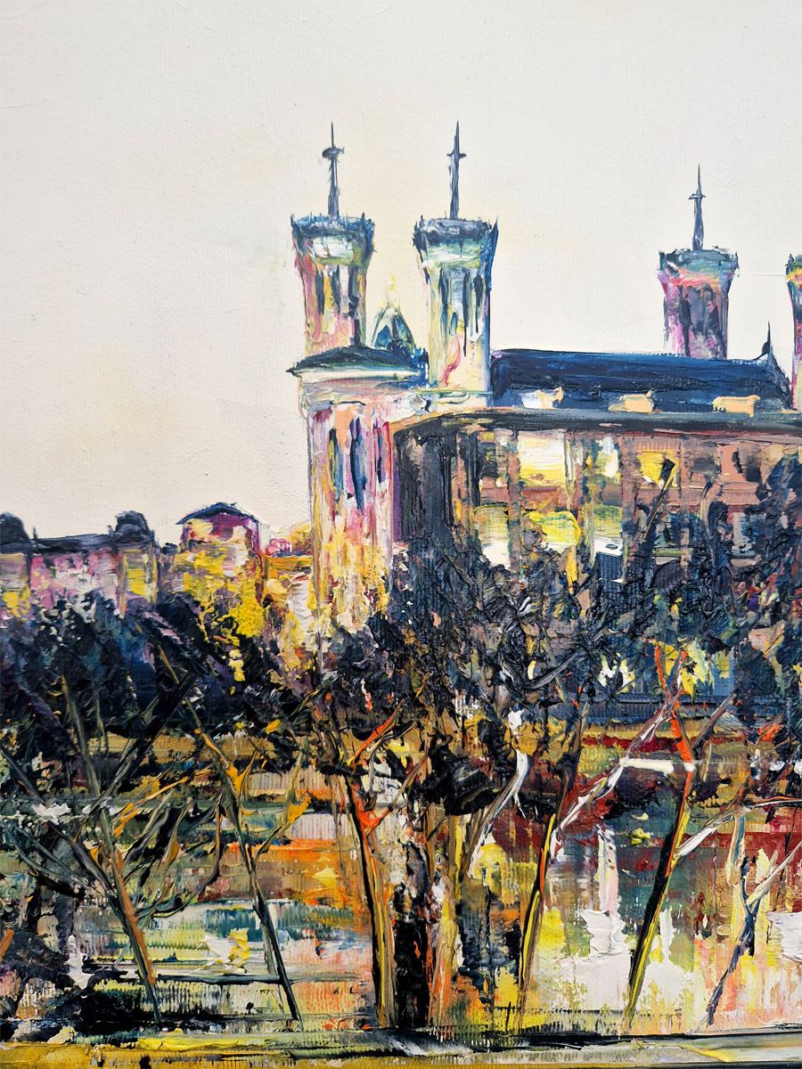 Tableau de PHIL a pour titre Soirée au parc de la tête d'or, Lyon style figuratif dim : PHILprix:700