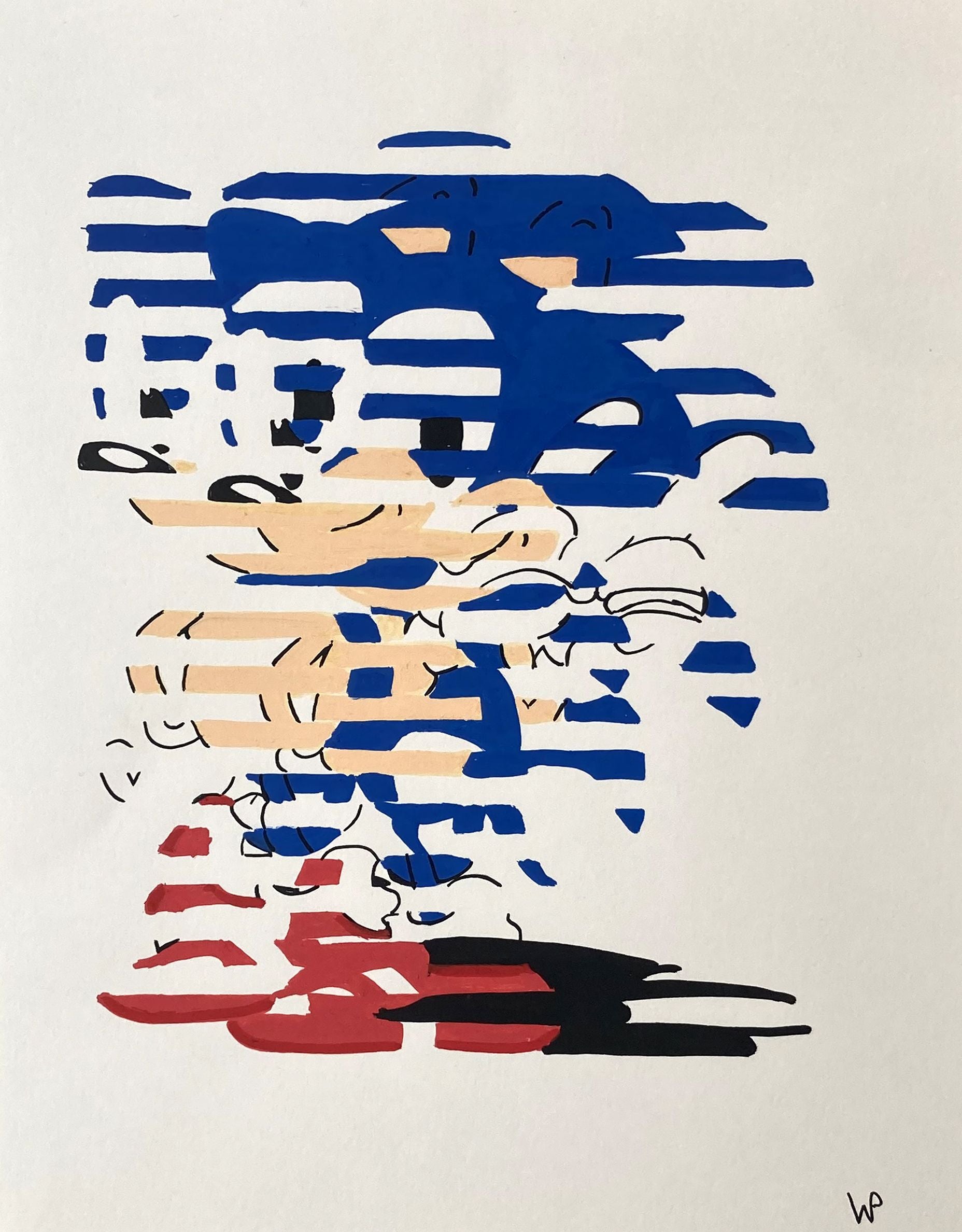 Editions d'art de WAWAPOD a pour titre Sonic decollage style street pop art dim : WAWAPODprix:150