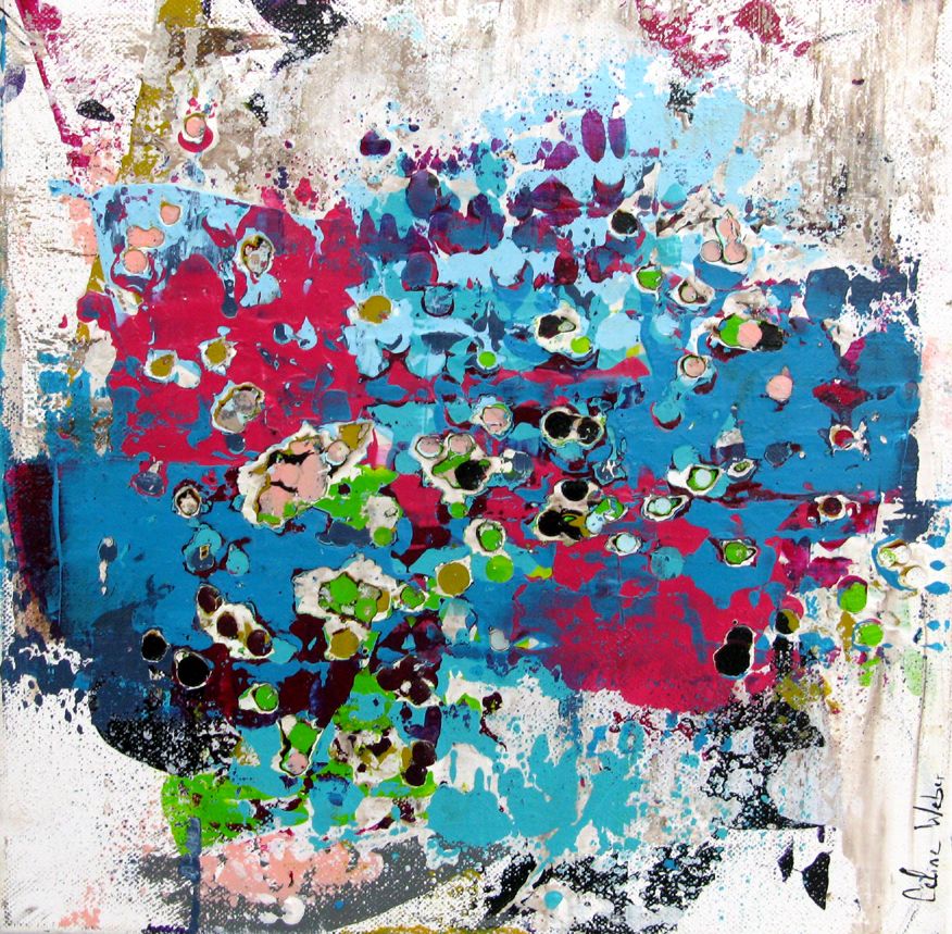 Tableau de CELINE WEBER a pour titre Stone Aigue-Marine style abstrait dim : CELINE WEBERprix:200