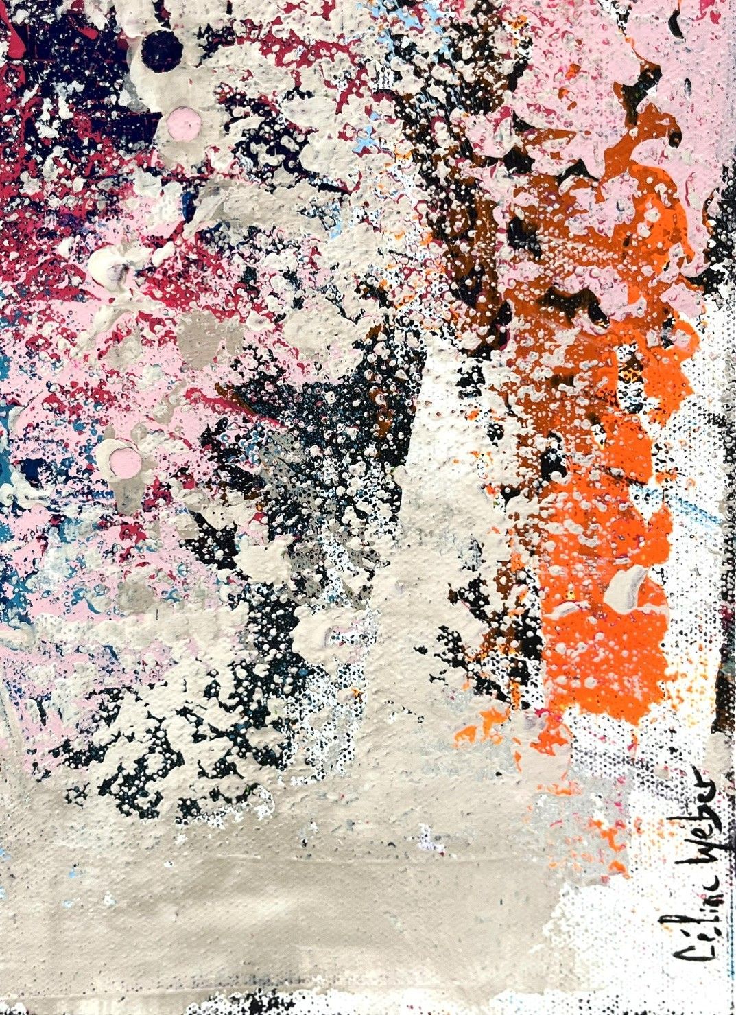 Tableau de CELINE WEBER a pour titre Stone confettis style abstrait dim : CELINE WEBERprix:950