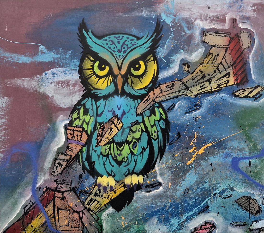Tableau de Craig & Emer a pour titre Chouette style street art dim : Craig & Emerprix:400