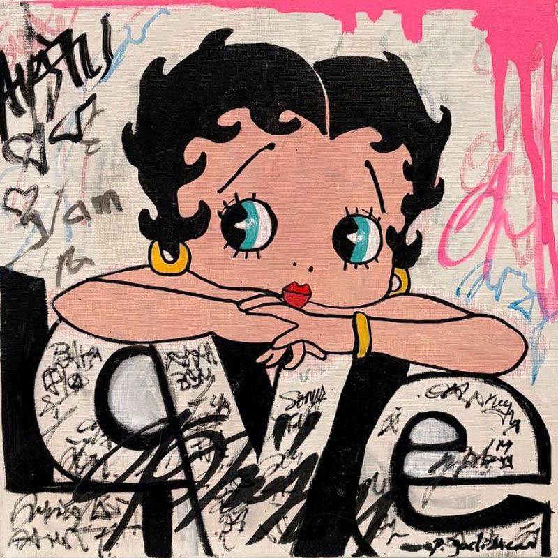 Tableau de PATRICIA GADISSEUR a pour titre Love Betty style street pop art, graffiti dim : PATRICIA GADISSEURprix:190