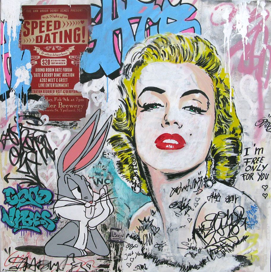 Tableau de PATRICIA GADISSEUR a pour titre Speed dating style graffiti, street pop art dim : PATRICIA GADISSEURprix:900