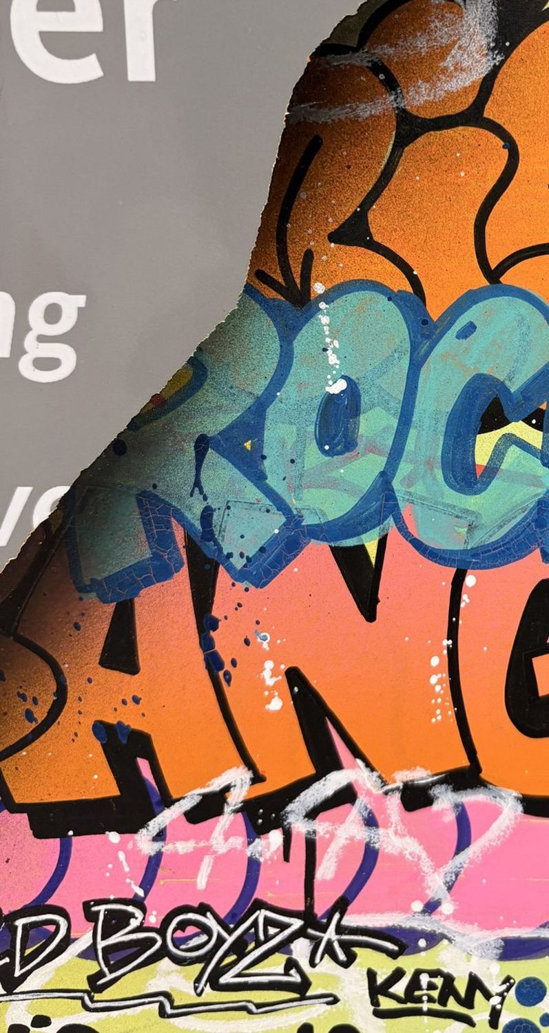 Tableau de KENY a pour titre PLAQUE RATP WILD BOYZ style graffiti, street art dim : KENYprix:400
