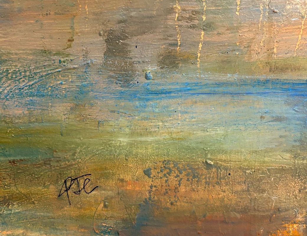 Tableau de PASCALE JACQUEMOND a pour titre Sables oranges style abstrait dim : PASCALE JACQUEMONDprix:1600