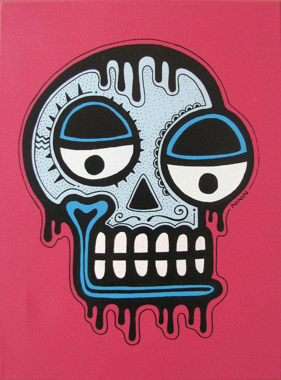 Tableau de NININ a pour titre SKULL 2 / 4/75 style street pop art dim : NININprix: