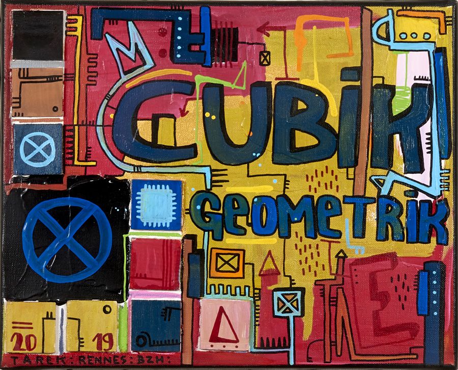 Tableau de TAREK a pour titre CUBIK style abstrait dim : TAREKprix: