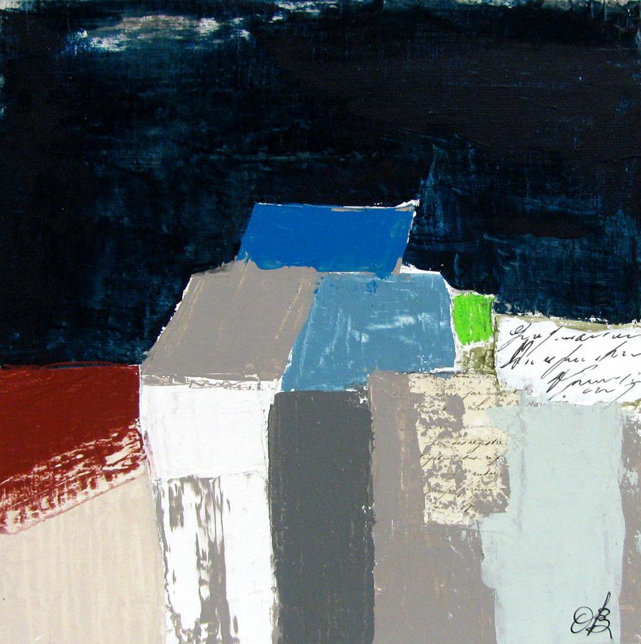 Tableau de MICHELLE BOISSONOT a pour titre LES TOITS LA NUIT style abstrait dim : MICHELLE BOISSONOTprix:180