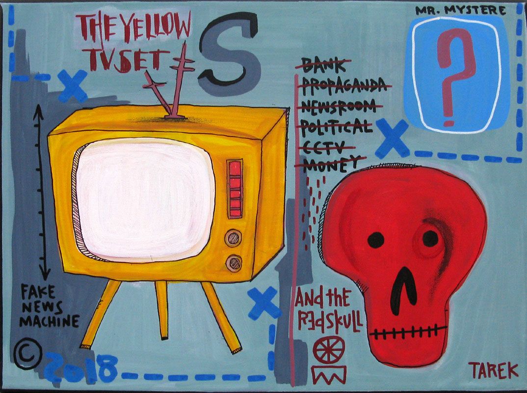 Tableau de TAREK a pour titre The Yellow TV Set style street pop art, graphique dim : TAREKprix:480