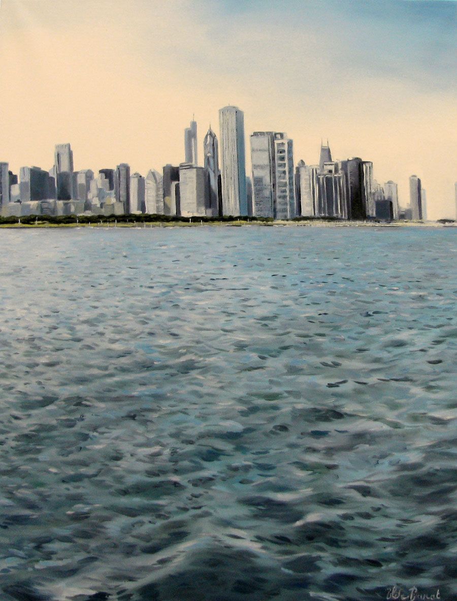 Tableau de ELISE BARAT a pour titre SKYLINE style figuratif dim : ELISE BARATprix:650