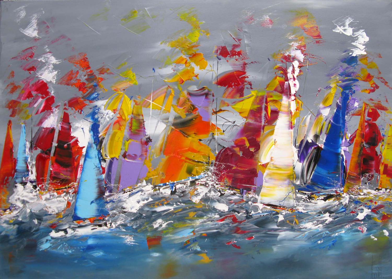 Tableau de F. BOUTET a pour titre MARINE ABSTRAITE 2024-57 style abstrait dim : F. BOUTETprix:1200