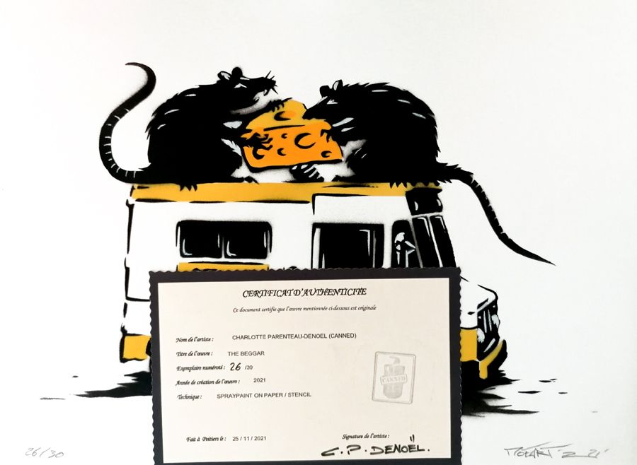 Editions d'art de CANNED a pour titre LUNCH TIME style street art, graphique dim : CANNEDprix:460