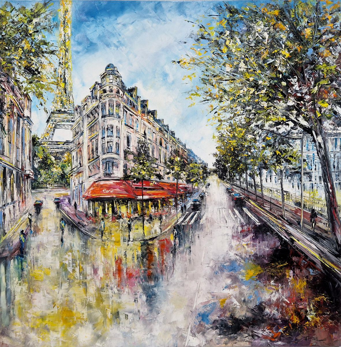 Tableau de PHIL a pour titre Avenue de Suffren - Paris style figuratif dim : PHILprix:850