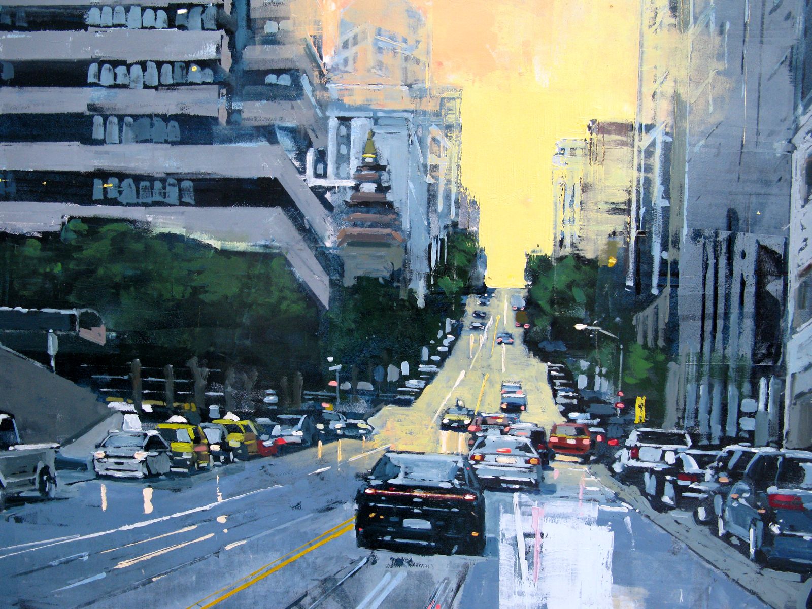 Tableau de ADRIEN FAVEAU a pour titre CALIFORNIA STREET style figuratif, graphique dim : ADRIEN FAVEAUprix:2800