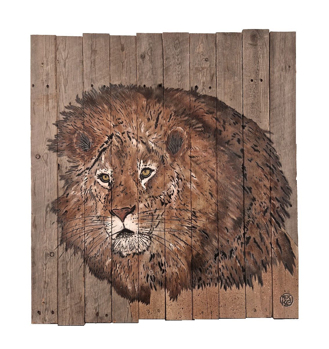 Tableau de MOSKO a pour titre Buste Lion style street art dim : MOSKOprix:2500