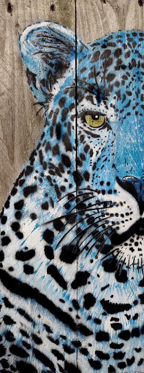 Tableau de MOSKO a pour titre Buste panthère bleue style street art dim : MOSKOprix:1100