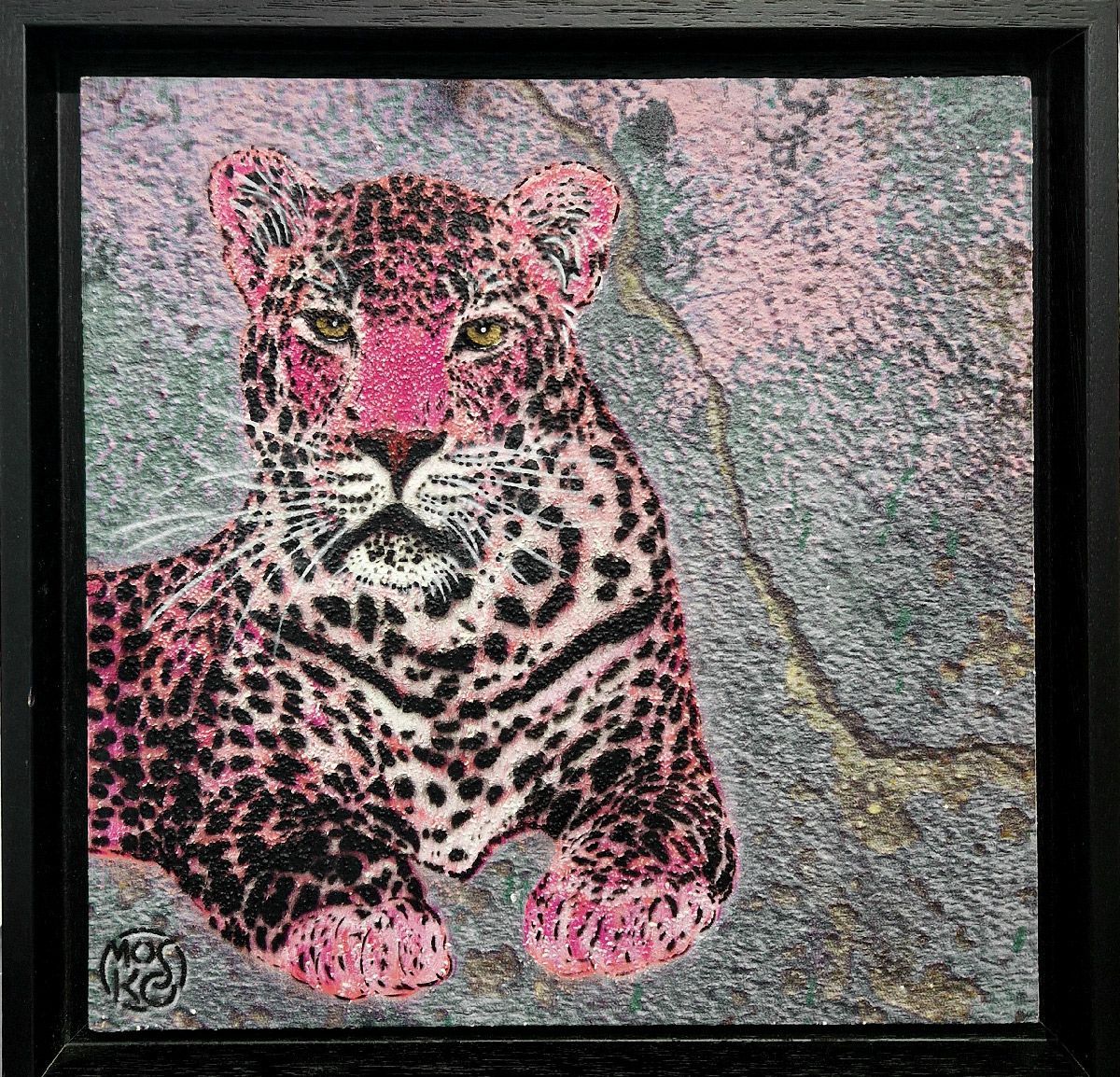 Tableau de MOSKO a pour titre Félin rose style street art dim : MOSKOprix:720