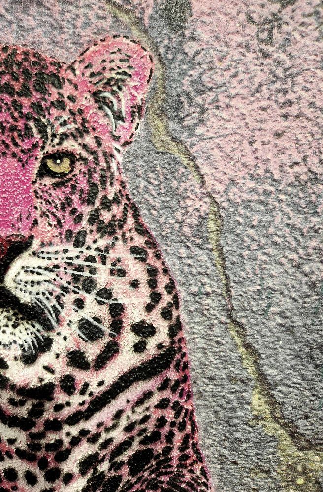 Tableau de MOSKO a pour titre Félin rose style street art dim : MOSKOprix:720