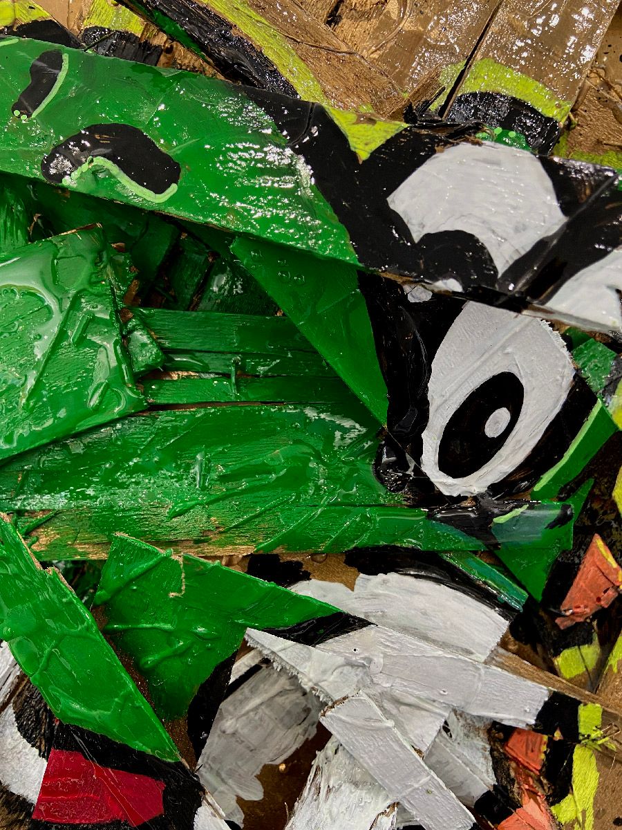 Tableau de BLACH a pour titre Anamoprhose Yoshi style graffiti, street art dim : BLACHprix:600