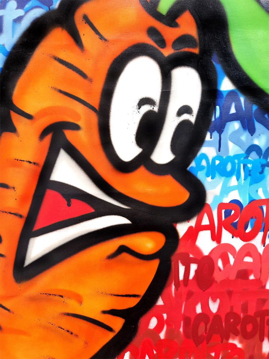 Tableau de Carotte a pour titre Le gout de la Carotte dans t'as street style graffiti, street art dim : Carotteprix:690