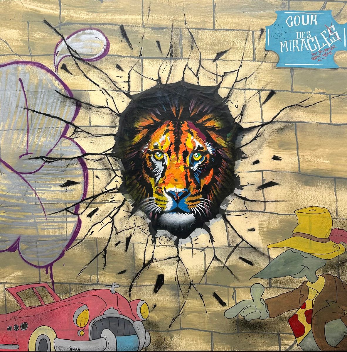 Tableau de EMER a pour titre La cour style graffiti, street art dim : EMERprix:1700
