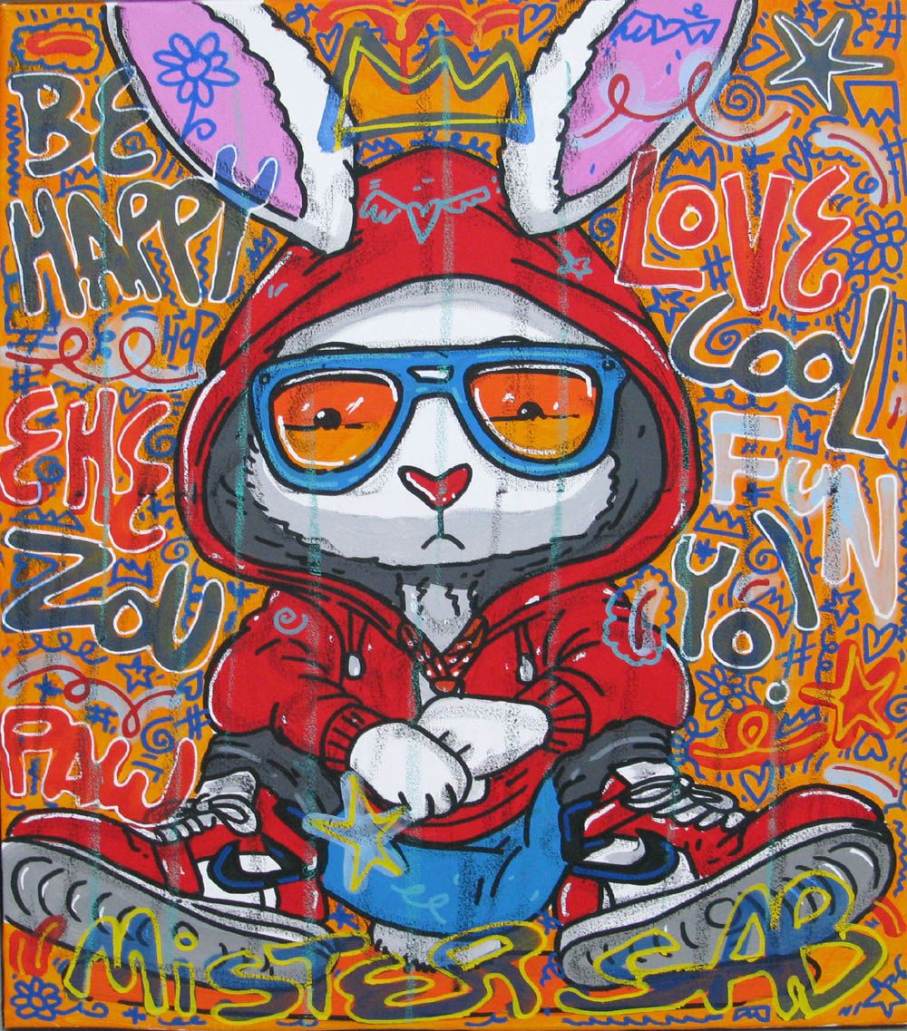 Tableau de RICO SAB a pour titre Yeah...Be happy style street pop art, street art dim : RICO SABprix:290