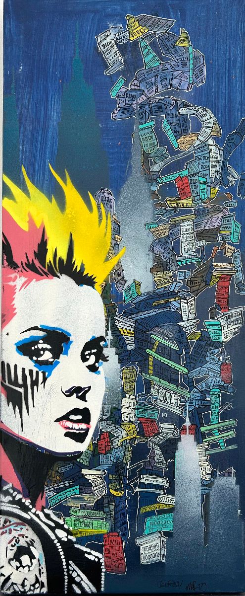 Tableau de Craig & Emer a pour titre Blue Sky style graffiti, street art dim : Craig & Emerprix:230