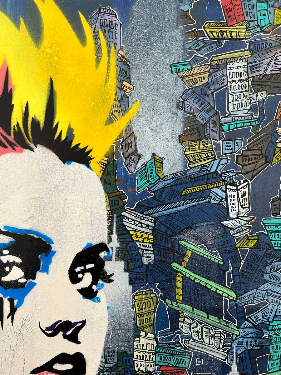 Tableau de Craig & Emer a pour titre Blue Sky style graffiti, street art dim : Craig & Emerprix:230