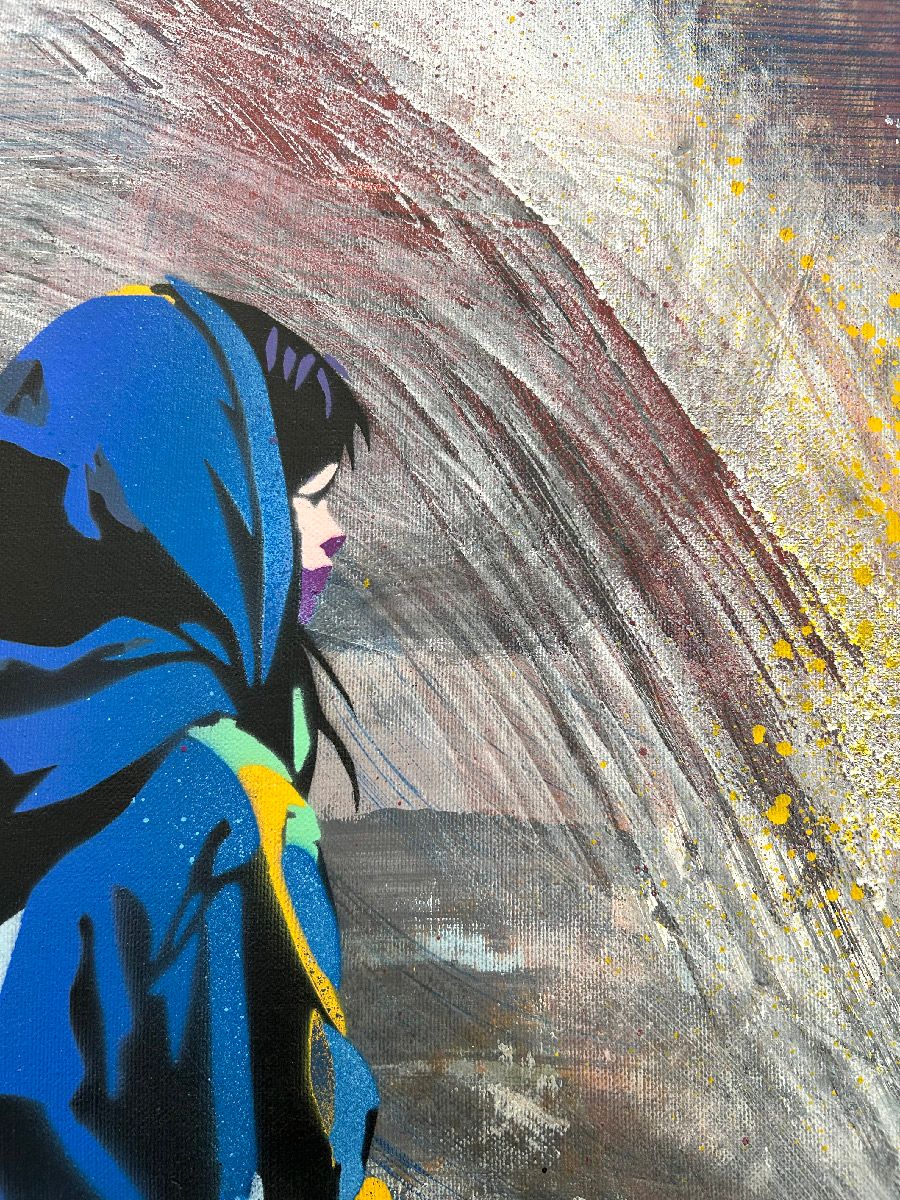 Tableau de Craig & Emer a pour titre Sur le toit du monde style graffiti, street art dim : Craig & Emerprix:320