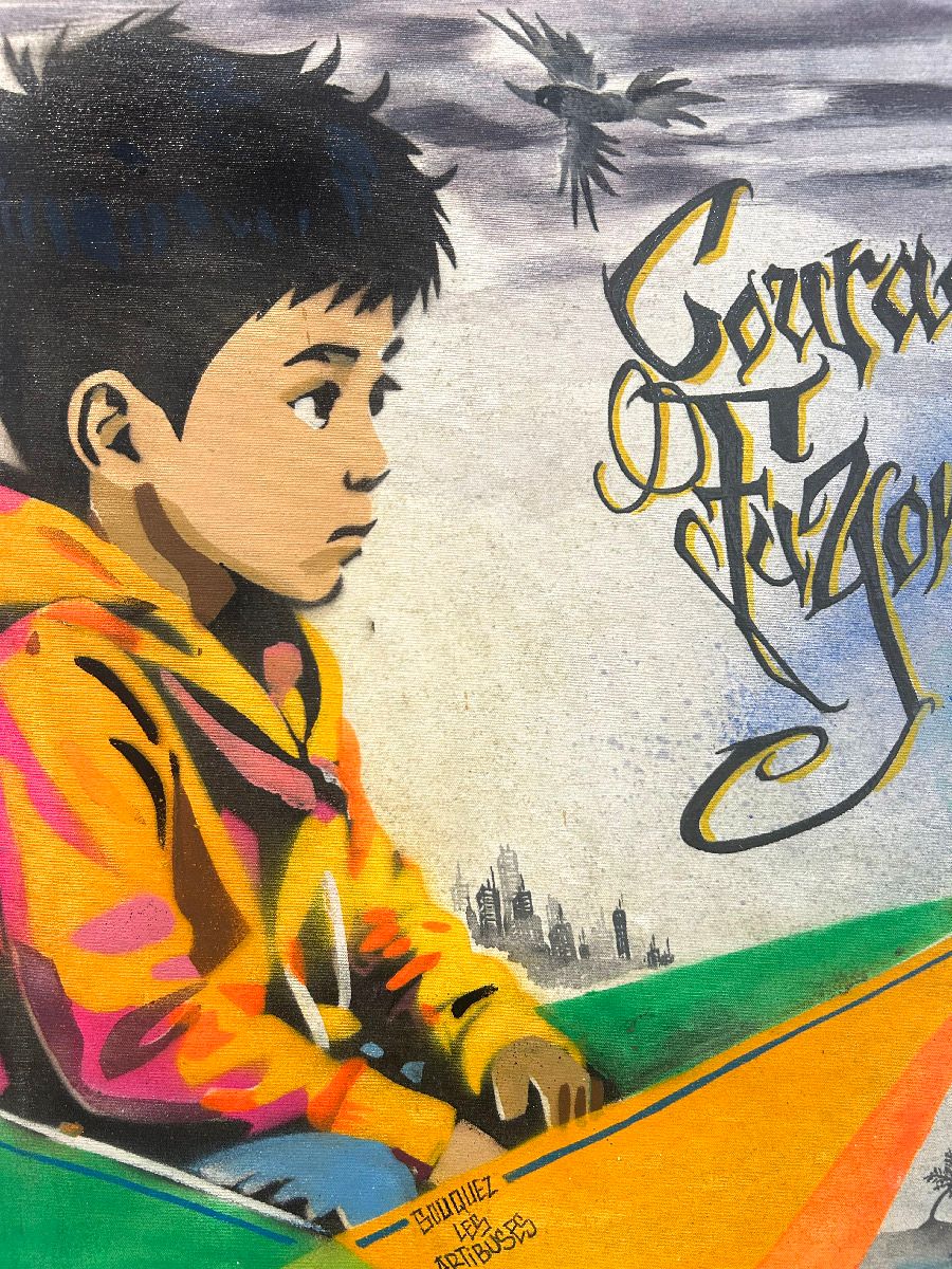 Tableau de Craig & Emer a pour titre Courage fuyons style graffiti, street art dim : Craig & Emerprix:200