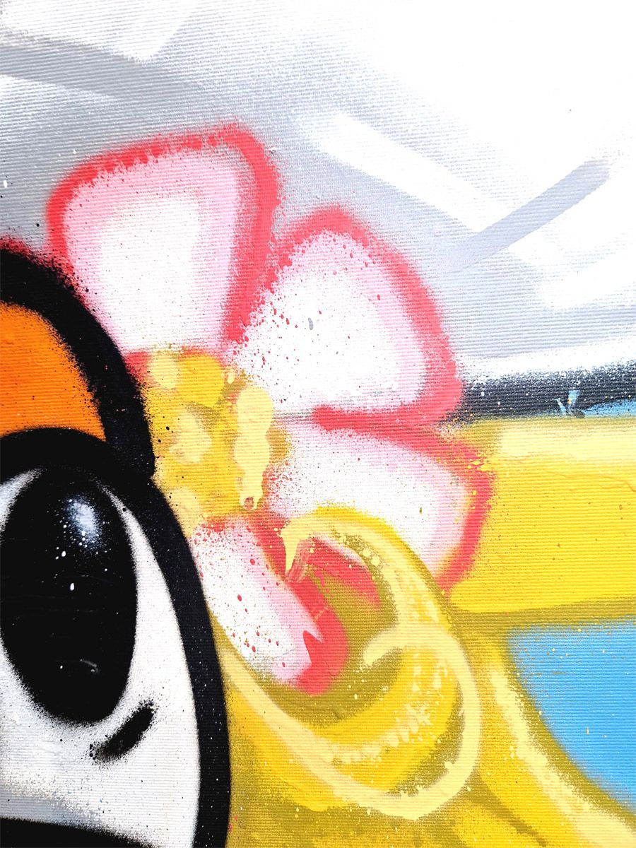 Tableau de Carotte a pour titre Carotte Printanière style graffiti, street art dim : Carotteprix:900