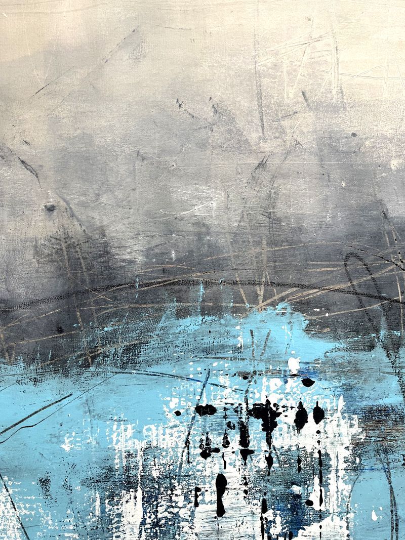 Tableau de TANIA CARRARA a pour titre Sans-titre Blanc Bleu style abstrait dim : TANIA CARRARAprix:1400