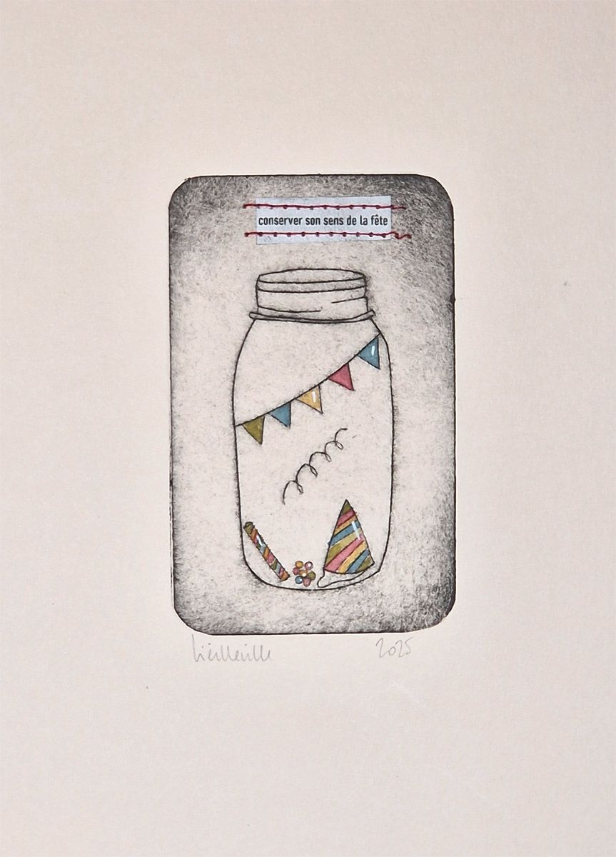 Editions d'art de NAVIEILLEVILLE a pour titre Son sens de la fête style figuratif, graphique dim : NAVIEILLEVILLEprix:28