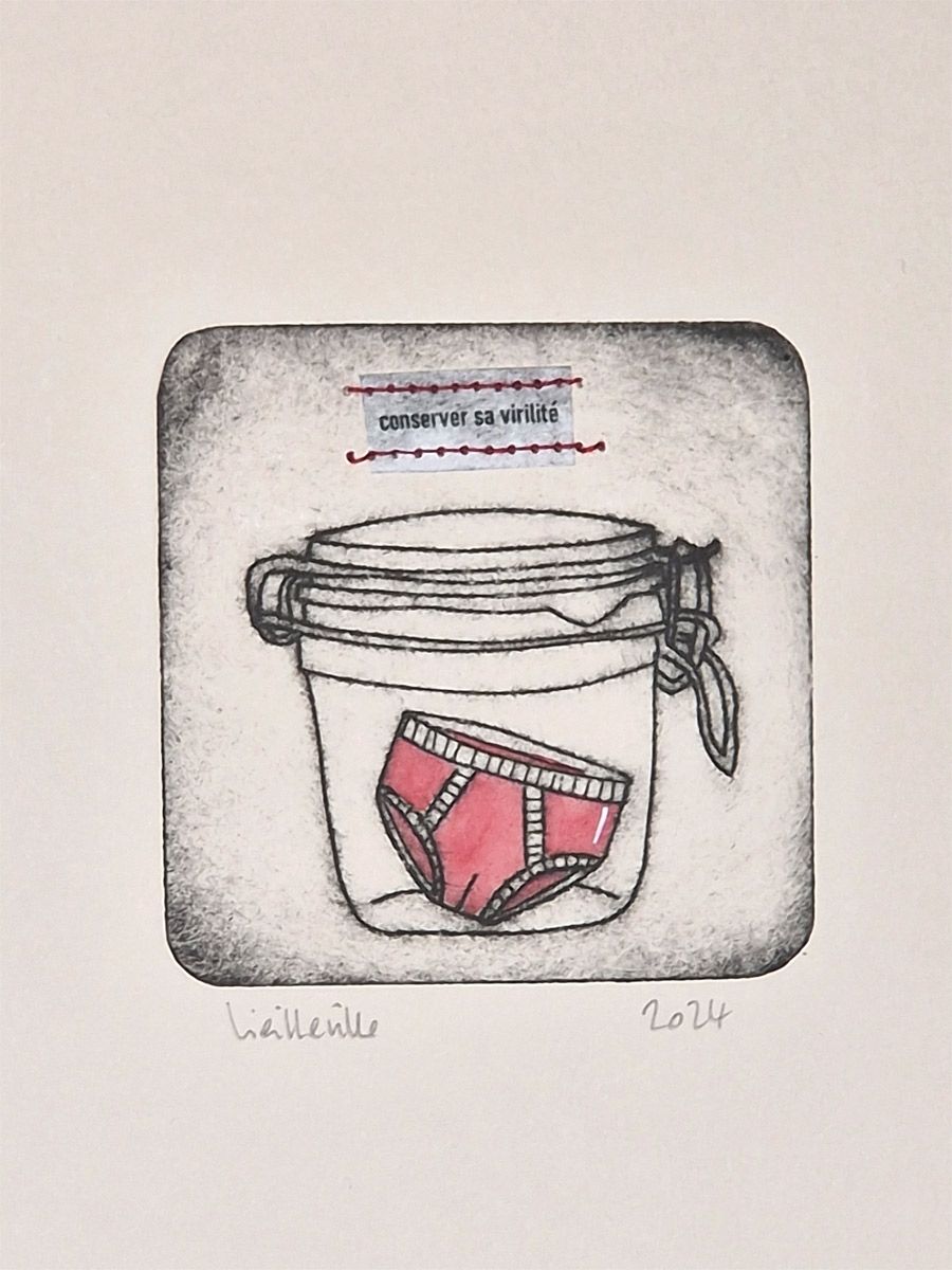 Editions d'art de NAVIEILLEVILLE a pour titre sa virilité style figuratif, graphique dim : NAVIEILLEVILLEprix:28