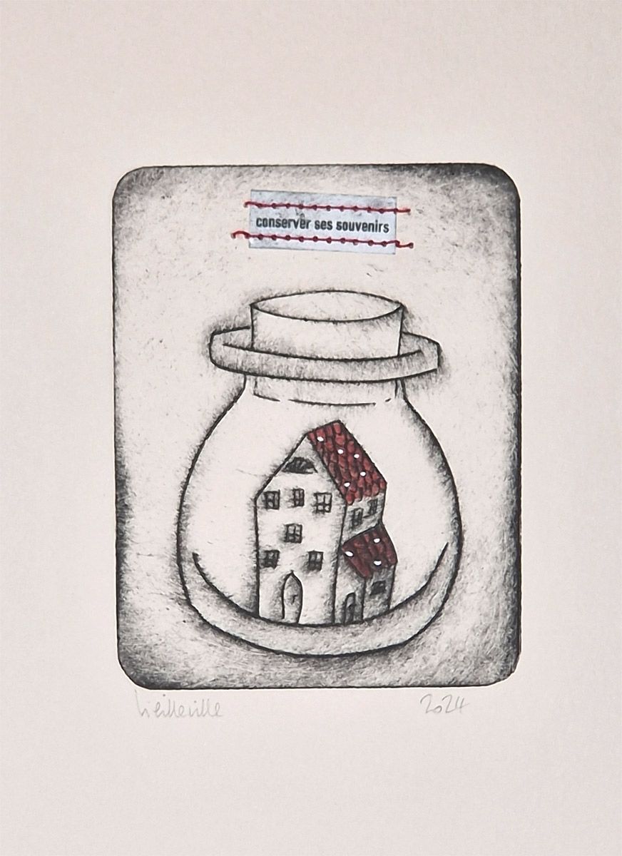 Editions d'art de NAVIEILLEVILLE a pour titre Ses souvenirs style figuratif, graphique dim : NAVIEILLEVILLEprix:28