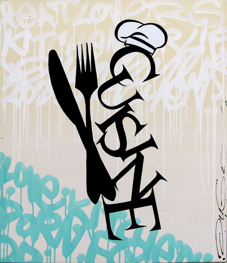 Tableau de JUG a pour titre TOPCHEF style street pop art dim : JUGprix:450