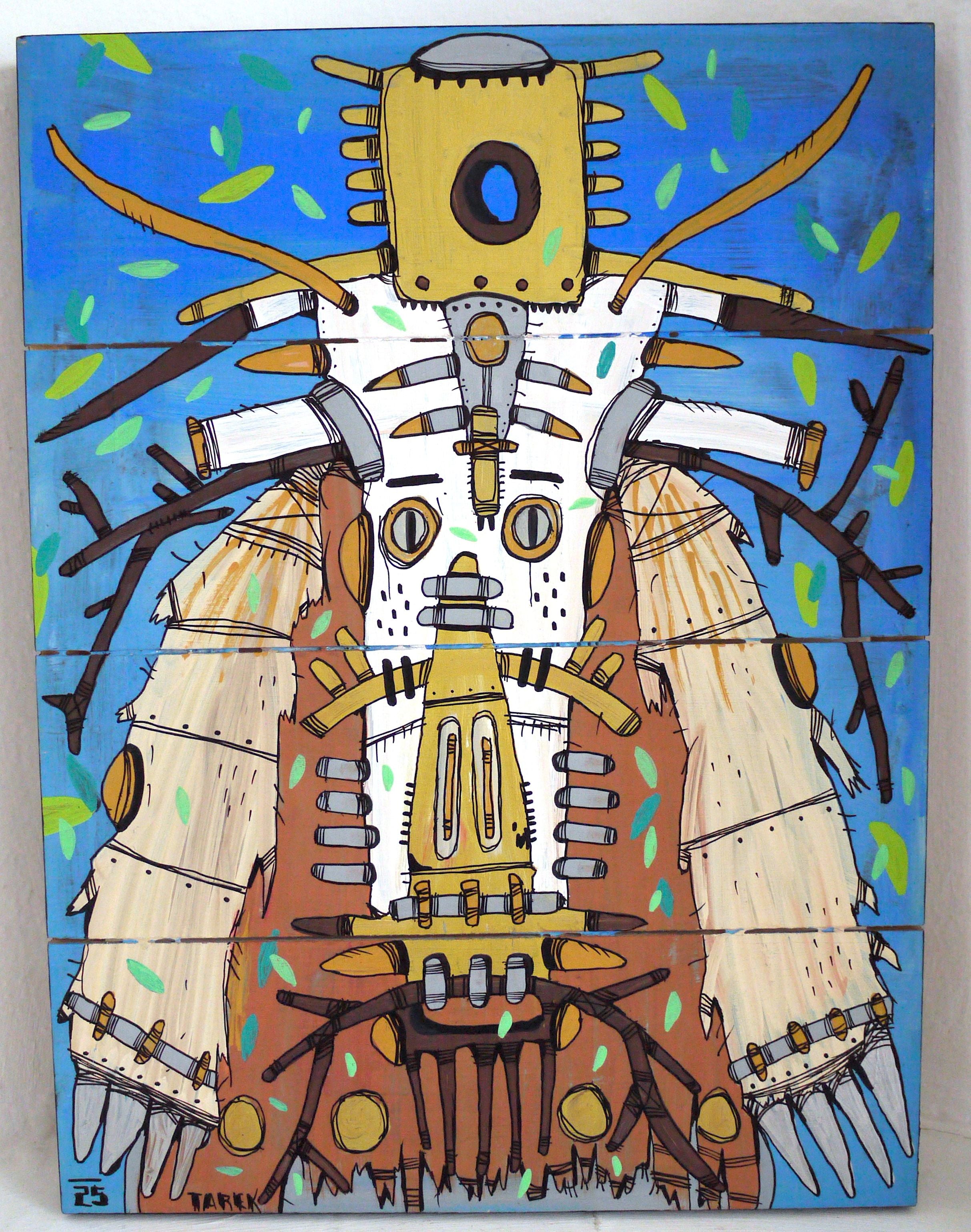 Sculpture de TAREK a pour titre Totem style graphique dim : TAREKprix:550
