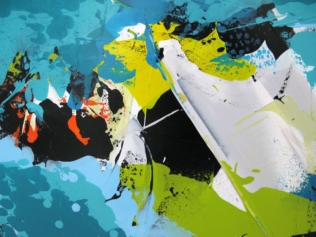 Tableau de CELINE WEBER a pour titre Turquoise Boréale style abstrait dim : CELINE WEBERprix:650