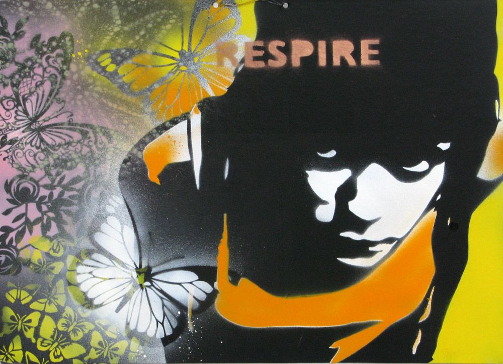 Tableau de KARO TRASS a pour titre Une bouffée d'air style street pop art, street art dim : KARO TRASSprix:170