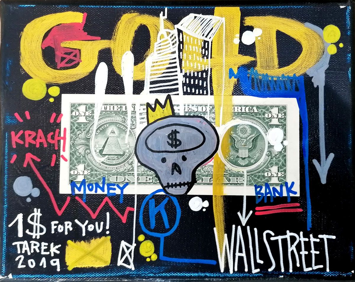 Tableau de TAREK a pour titre WALL STREET style graphique dim : TAREKprix:195