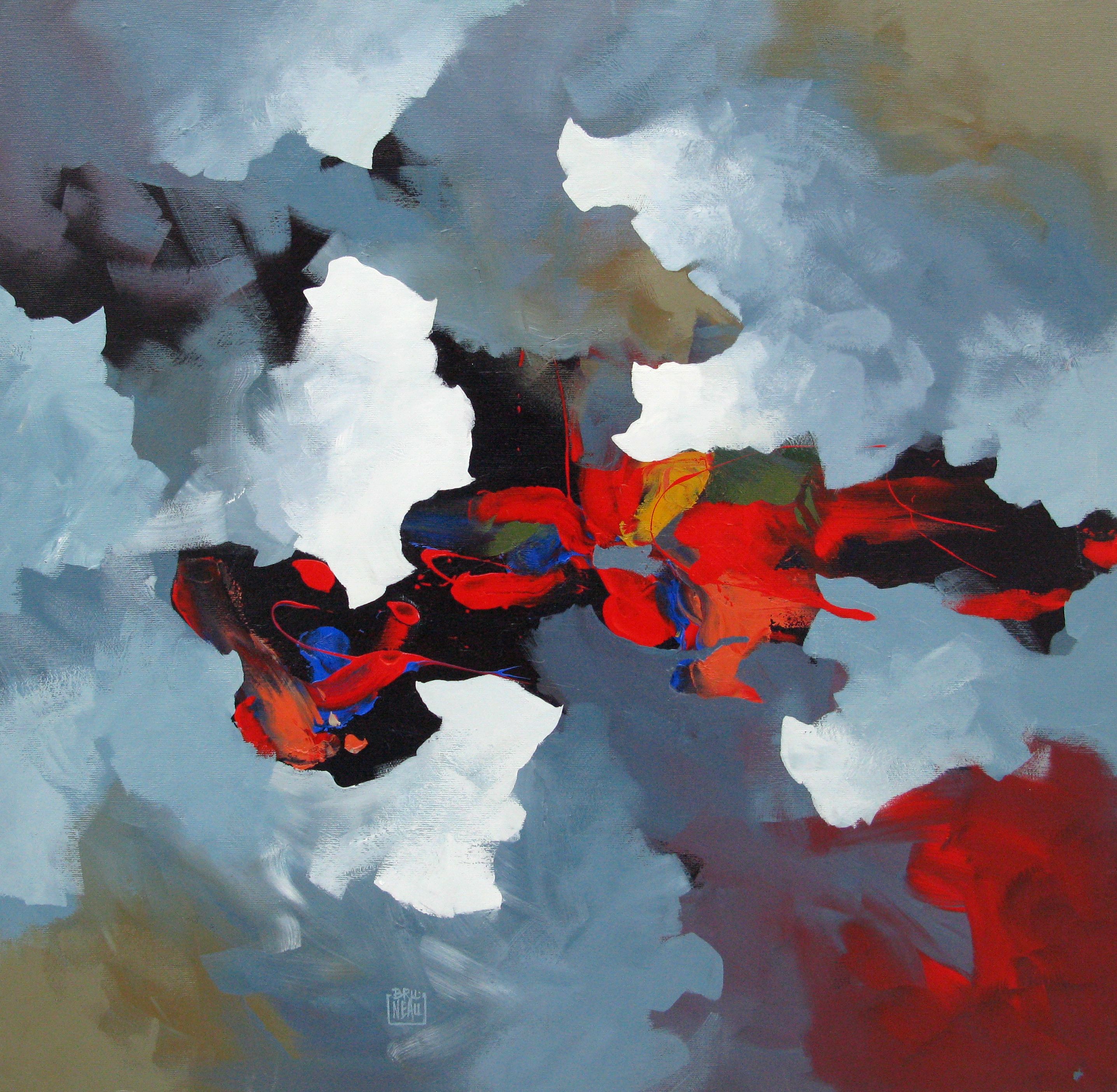 Tableau de BRUNEAU a pour titre Watership down style abstrait dim : BRUNEAUprix:300