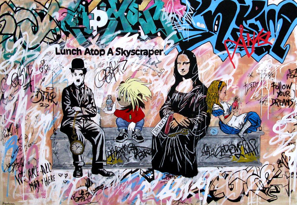 Tableau de PATRICIA GADISSEUR a pour titre We are all mad here style graffiti, street pop art dim : PATRICIA GADISSEURprix:1500