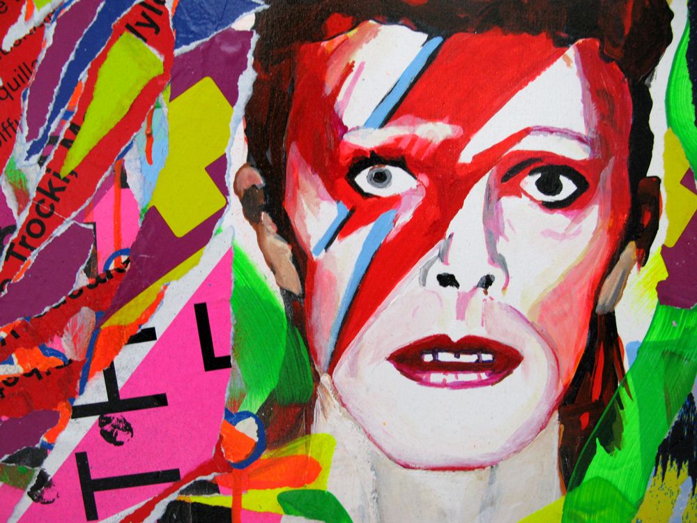 Tableau de SARA CHELOU a pour titre When Ziggy plays the guitar style street pop art dim : SARA CHELOUprix:950