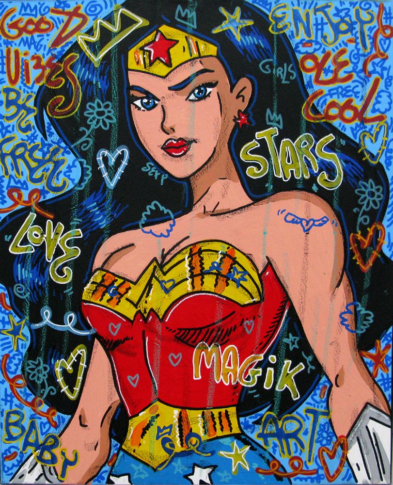 Tableau de RICO SAB a pour titre Wonder woman style street pop art dim : RICO SABprix:260