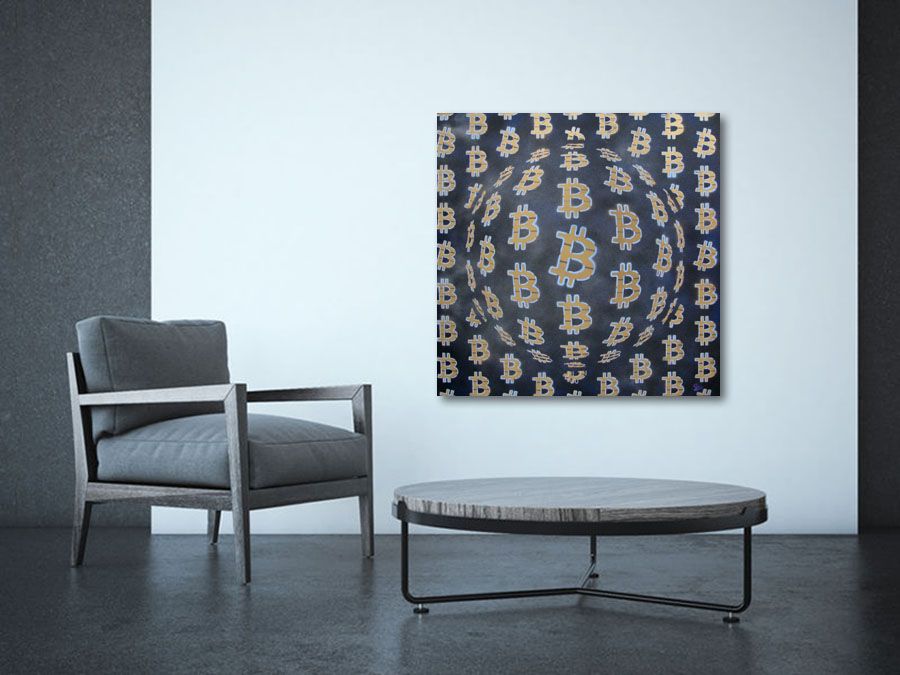 Tableau de YANN GUINCHAN a pour titre DARK BLUE BIT style street art, graphique dim : YANN GUINCHANprix:600