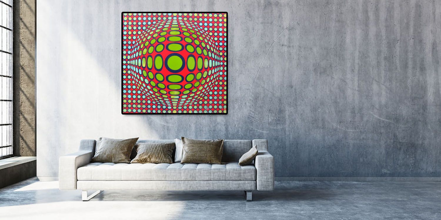 Tableau de YANN GUINCHAN a pour titre GEOMETUDE II style abstrait dim : YANN GUINCHANprix:
