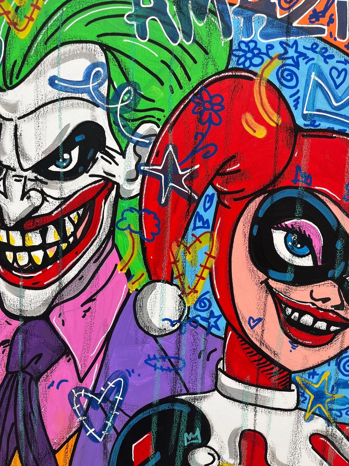 Tableau de RICO SAB a pour titre Amazing Joker & Harley style street pop art, street art dim : RICO SABprix:600